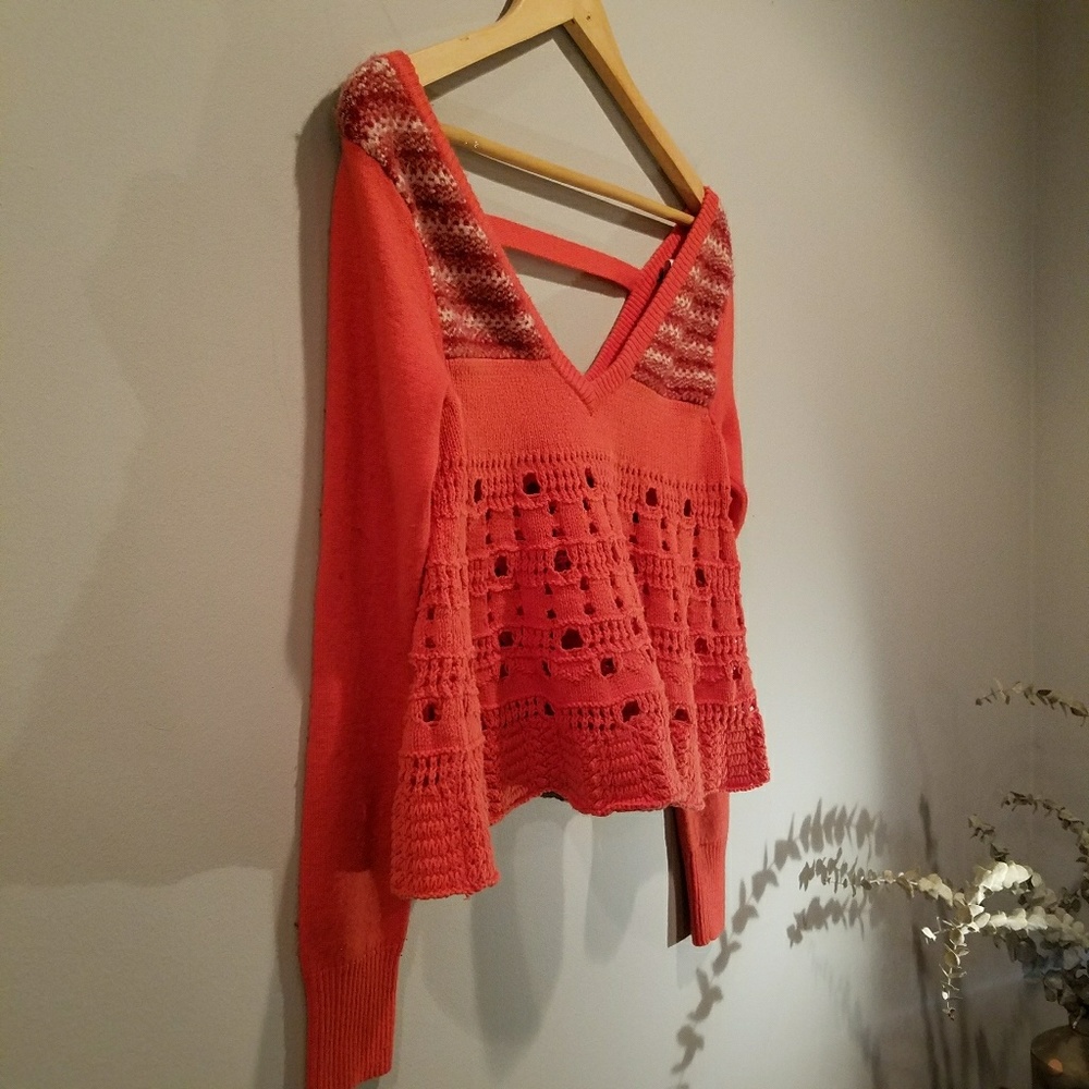 Free People Open Knit V Neck Sweater